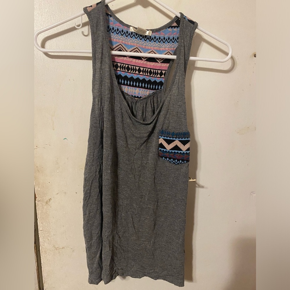 Bozzolo junior’s large tank top, women’s large tank top, 100% rayon, gray